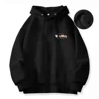 棉致 韩系简约为你跳动爱心宽松加绒舒适连帽重磅纯色百搭潮牌休闲落肩长袖卫衣 男女同款