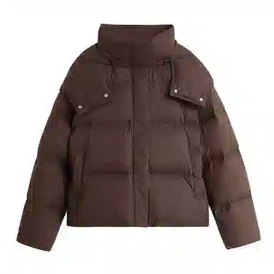茵曼 休闲简约连帽面包羽绒服 女款