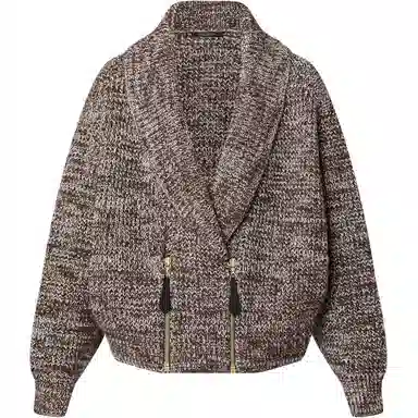LOUIS VUITTON Zip-Up Shawl Collar Cardigan