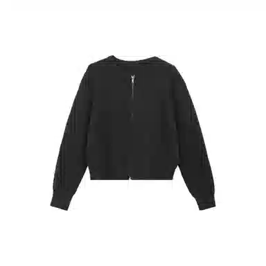 麓蔓蒂 拉链纯色短款长袖针织衫 女款