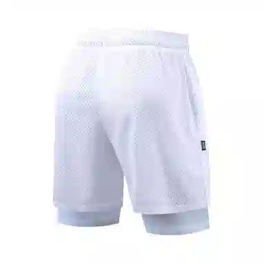 赛琪 美式潮流拼接假两件网眼设计宽松百搭篮球训练舒适时尚透气户外吸湿排汗双层打底休闲短裤 男女同款