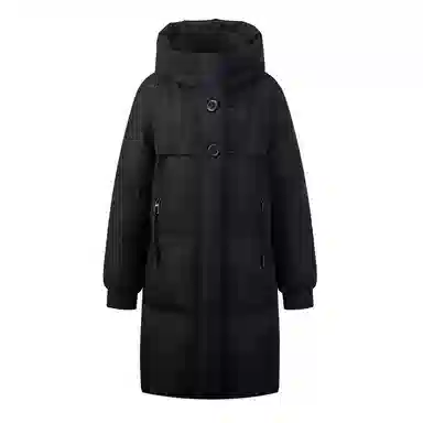 雅鹿 时尚休闲纯色拉链简约长袖中长款连帽廓形加厚保暖羽绒服 女款