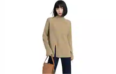 柏黛妃 纯色半高领套头加厚长袖针织衫 女款