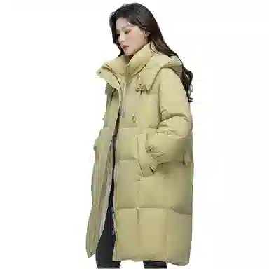 雅鹿 中长款长袖宽松面包羽绒服 女款