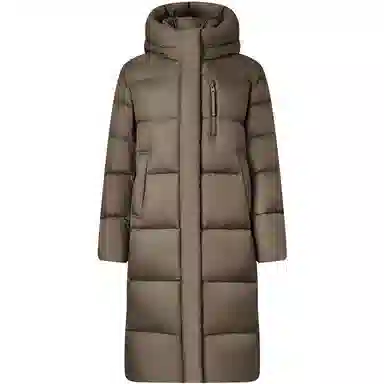 坦博尔 连帽加厚过膝保暖羽绒服 女款