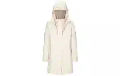波司登 纯色三合一连帽立领中长款羽绒服外套 女款 白桦色