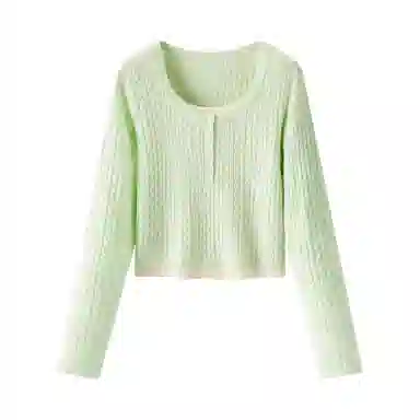 森马 短款假两件正肩绞花针织衫 女款