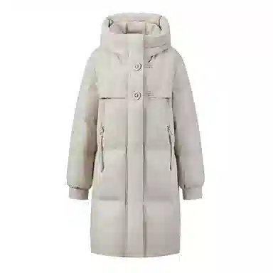 雅鹿 时尚休闲纯色拉链简约长袖中长款连帽廓形加厚保暖羽绒服 女款