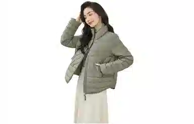 鸭鸭 轻薄短款时尚立领修身显瘦纯色羽绒服 女款