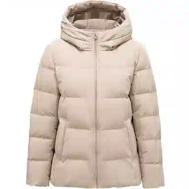 坦博尔 纯色连帽拉链短款羽绒服 女款