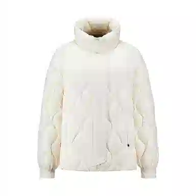 雅鹿 通勤立领拉链长袖轻薄短款小个子波浪绗线纯色羽绒服 女款