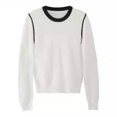 法儿家 韩系慵懒修身圆领针织衫 女款