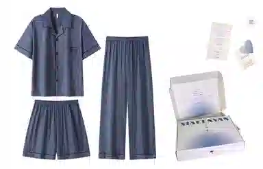 夏芬妍 简约休闲高级感纯色云朵棉翻领舒适亲肤宽松短袖三件套时尚可外穿家居服睡衣套装 男款 深灰色
