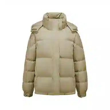 雅鹿 短款可拆卸连帽保暖纯色羽绒服 女款