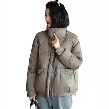 鸭鸭 立领无弹宽松拉链长袖保暖羽绒服 女款