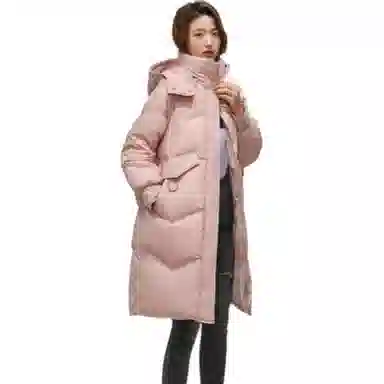 雅鹿 连帽字母长袖中长款羽绒服 女款