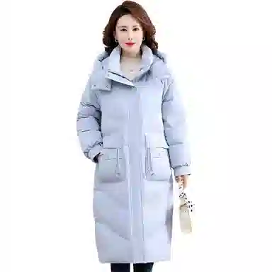 雅鹿 时尚气质纯色连帽中长款长袖羽绒服 女款