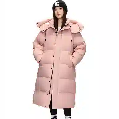 鸭鸭 中长款过膝百搭保暖通勤羽绒服 女