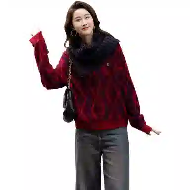 【dme】 复古休闲圆领长袖针织衫 女款