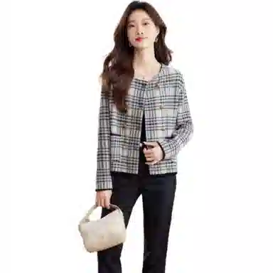 曲韩 格子通勤休闲夹克外套 女款