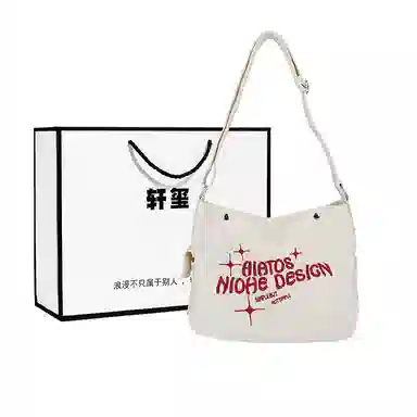 轩玺 日系慵懒风大学生上课百搭通勤 帆布 单肩斜挎包 女款 黑色/白色