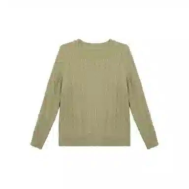 麓蔓蒂 纯色圆领提花长袖针织衫 女款