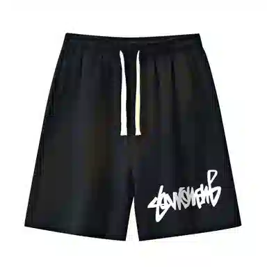 物质公式 潮牌美式高街复古创意艺术字母印花抽绳运动基础款无性别穿搭短裤户外跑步休闲宽松百搭系带五分裤篮球裤 男女同款