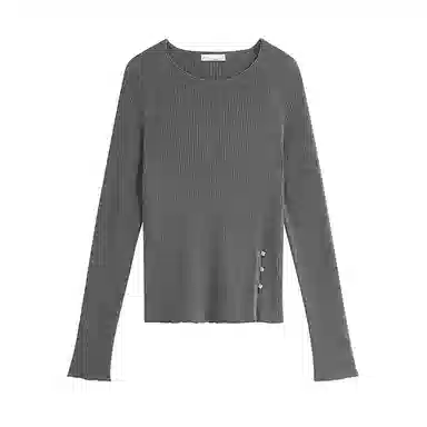 茵曼 法式开叉钉珠圆领百搭针织衫 女款