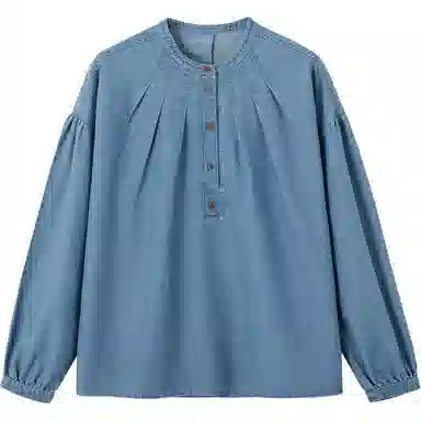 【dme】 宽松通勤纯色长袖衬衫 女款 牛仔蓝