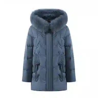 雅鹿 纯色毛领连帽中老年羽绒服 女款