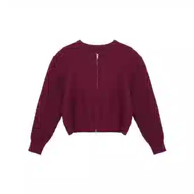 麓蔓蒂 拉链纯色短款长袖针织衫 女款