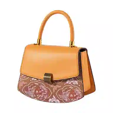 上海故事 刺绣宋锦新中式国风 桑蚕丝 手提包 中号 女款 阳光橙