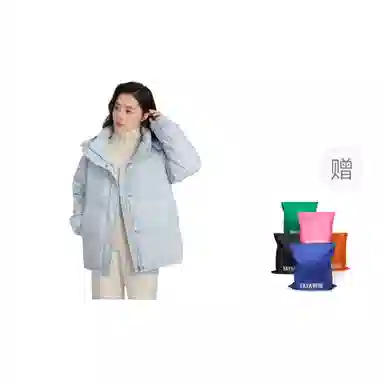 鸭鸭 短款连帽百搭休闲美拉德色系宽松保暖羽绒服 女款