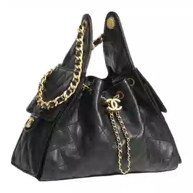 CHANEL 25P Classic Logo Shoulder Bag Small Black