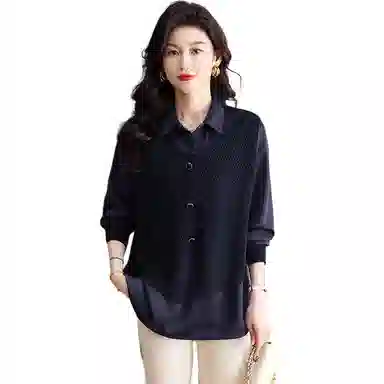 恒源祥 洋气简约百搭翻领纯色长袖针织衫 女款