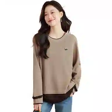 曲韩 圆领宽松简约针织衫 女款
