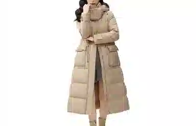 鸭鸭 通勤纯色连帽长袖羽绒服 女款