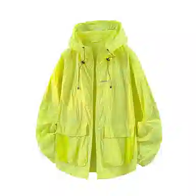 鸭鸭 户外运动基础潮牌高街纯色工装口袋设计薄款凉爽百搭宽松休闲连帽抽绳夹克外套 男女同款