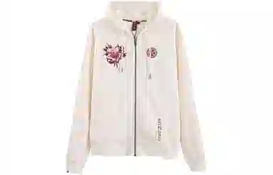 鬼洗 连帽拉链朱鹭绣印花卫衣 女款