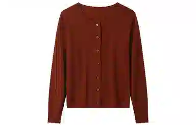 恒源祥 纯色圆领桂花针纽扣长袖针织衫 女款