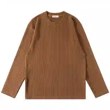 重磅基础 经典纯色设计百搭圆领套头长袖针织衫 男女同款