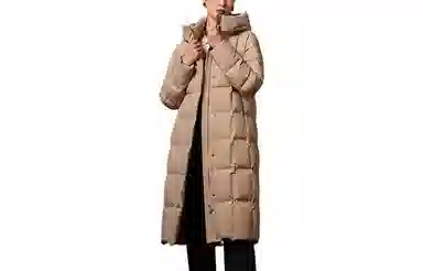 坦博尔 长款连帽商务保暖羽绒服 女款