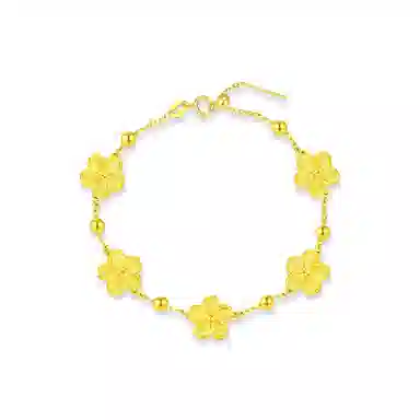 周六福 潮金 桃之夭夭  温柔甜美精致浪漫告白手饰 足金 一口价 黄金手链 女款