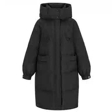 九条喵 鸭绒加厚连帽宽松长袖羽绒服 女款