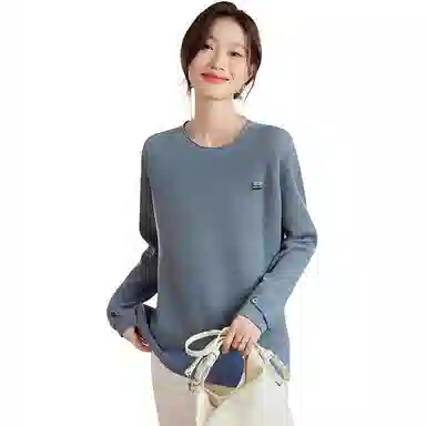 曲韩 圆领宽松简约针织衫 女款