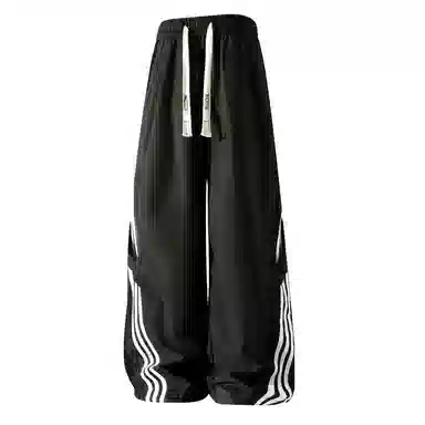 大卫贝肯 美式潮牌侧边三条杠网眼薄款打孔透气速干宽松时尚舒适百搭直筒运动休闲裤 男女同款