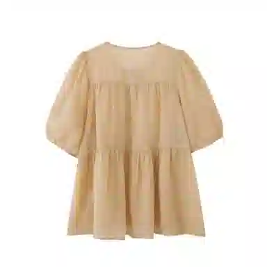 柳絮自制 苎麻层次感薄款宽松短袖衬衫 女款