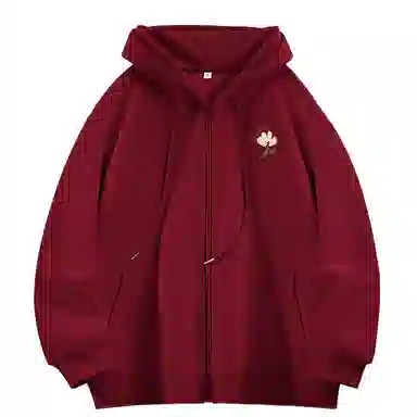 棉致 简约纯色宽松休闲连帽长袖卫衣 女款