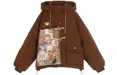 Sen Female Tribe Melard Vintage Oil Painting Series Down Jacket Brown