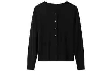 恒源祥 纯色圆领桂花针纽扣长袖针织衫 女款